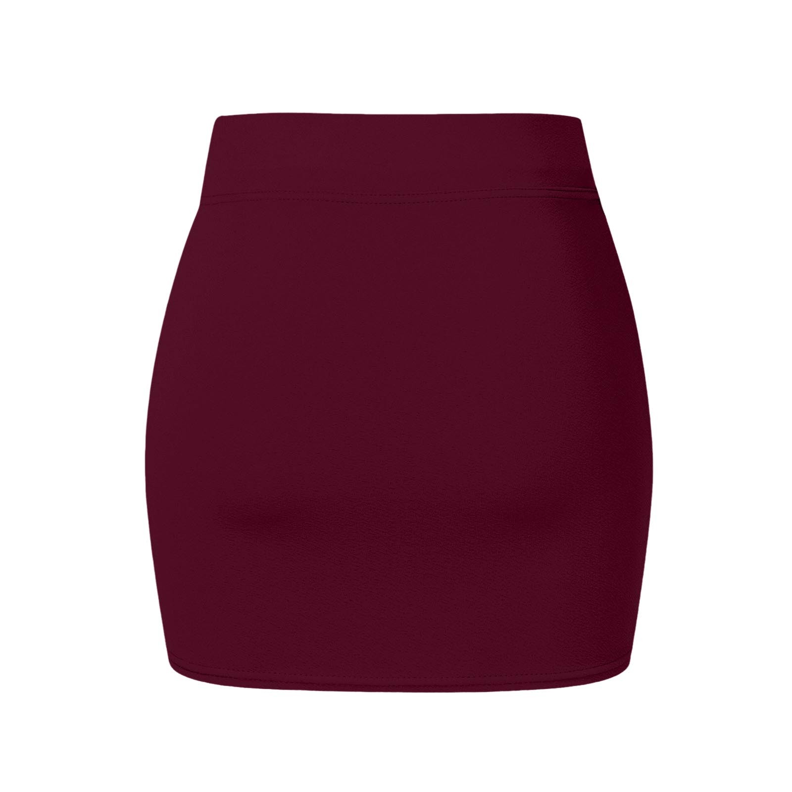 thumbnail image 5 of Falda corta ajustada de cintura elástica lisa para mujer: cintura alta con bolsillos, adecuada para el día a día, el deporte y las fiestas., 5 of 7